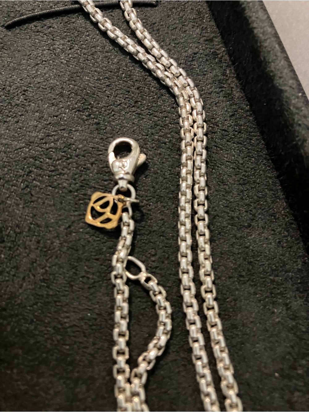 24” 1.7mm David Yurman Silver Rope Chain Necklace with Gold Accent Charm dingbat - Picture 3 of 8